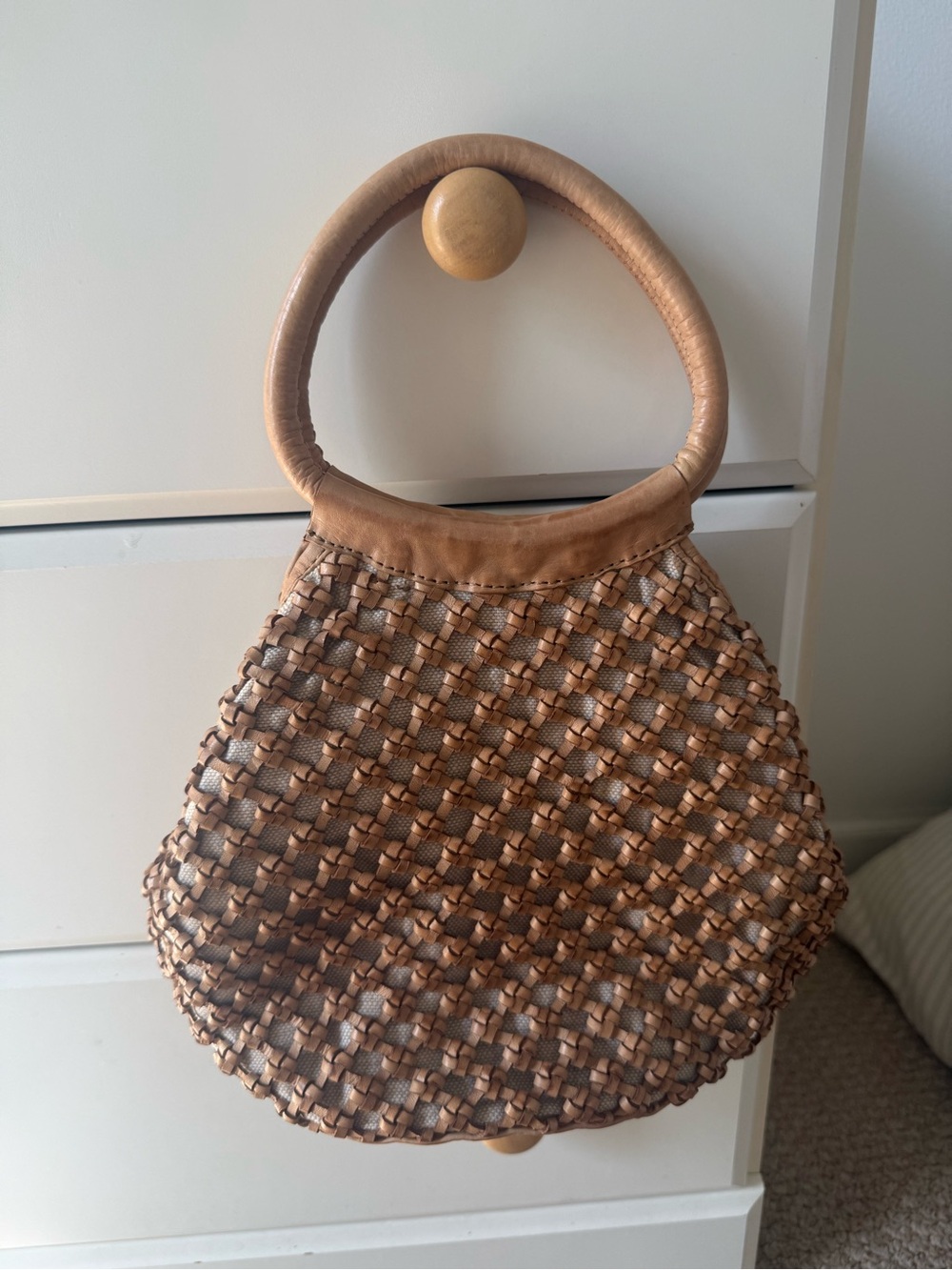 vintage woven leather bag